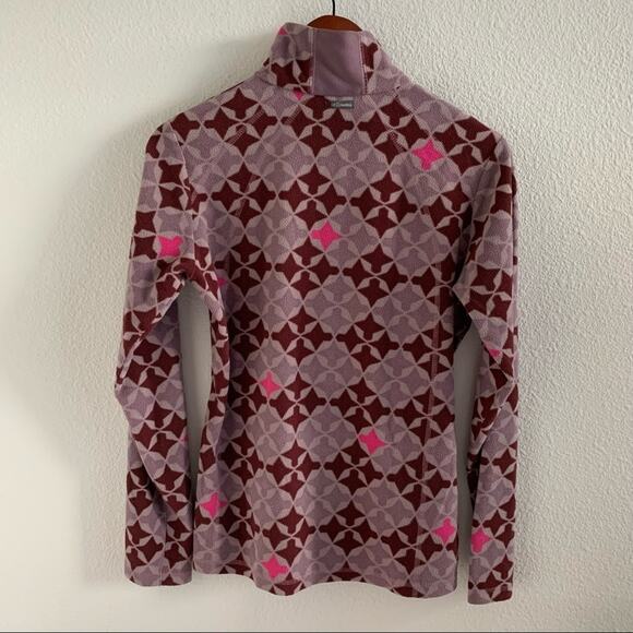 Columbia Geometric Quarter Zip Fleece Sweatshirt Purple Pink Cold Weather Medium - Picture 2 of 9